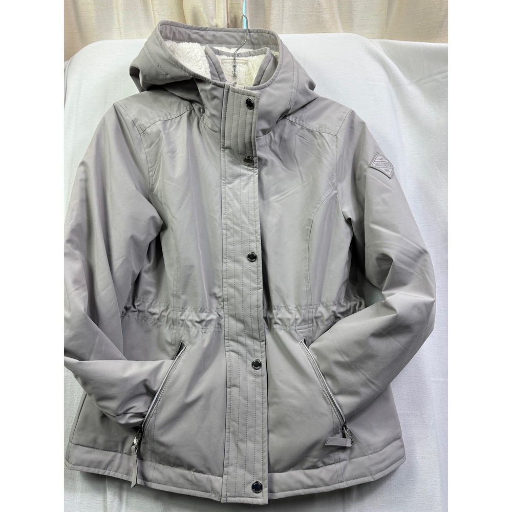 Hollister All Weather Sherpa Lined Hooded Jacket Light Gray Size S